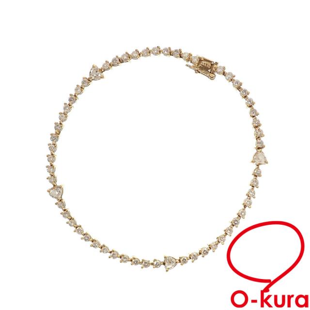 中古 ダイヤモンド ブレスレット レディース K18YG 0.66ct/1.84ct 7.1g 18金 イエローゴールド