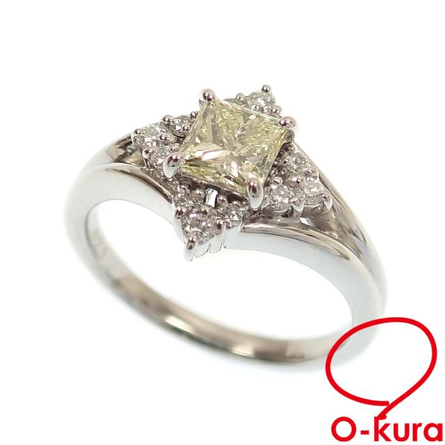 中古 ダイヤモンド リング レディース Pt900 13号 D0.715ct 0.21ct 7.3g プラチナ