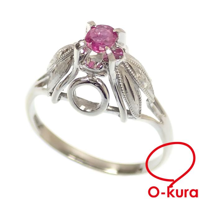 中古 ルビー リング レディース K14WG 13.5号 2.0g 14金 ホワイトゴールド