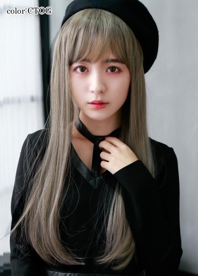 ウィッグ ロング フルウィッグ ピュアストレート グラデーションカラー
