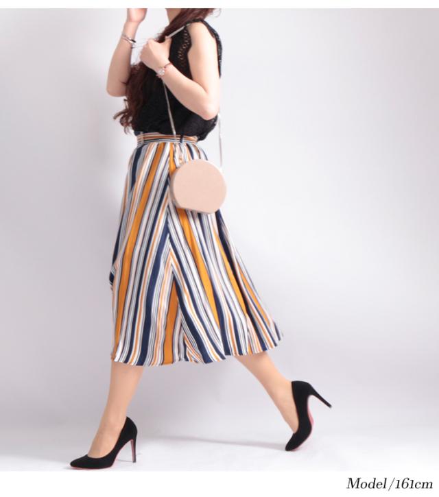 夏新作 大きいサイズ レディース ボトムス スカート 共布ベルト付きマルチストライプ柄スカート フレアスカート 膝丈スカート マルチストの通販はau Pay マーケット ゴールドジャパン 大きいサイズ