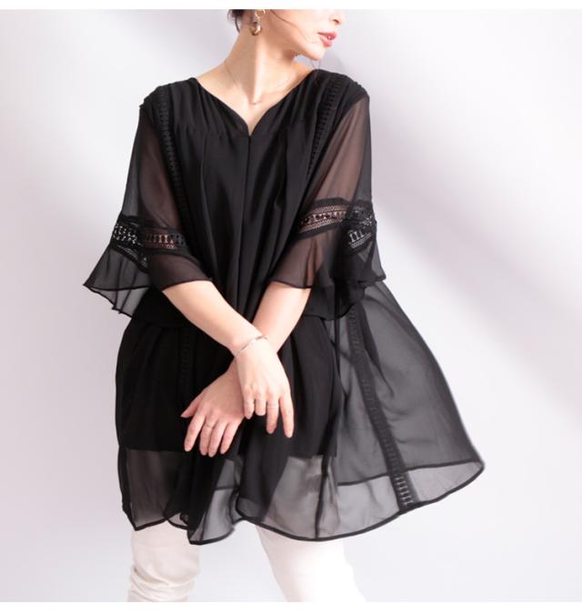 大きいサイズ レディース チュニック トップス シフォンチュニック ロングチュニック シフォンチュニック シアーチュニック シアー レーの通販はau Pay マーケット レディース問屋館m L Ll 3l 4l 5l