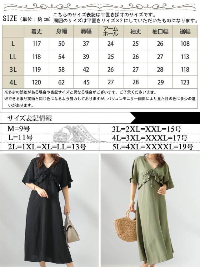 夏新作 大きいサイズレディース ワンピース フリルデザインワンピース ワンピ ロングワンピース フリルワンピース Vネックワンピース ロの通販はau Pay マーケット レディース問屋館m L Ll 3l 4l 5l