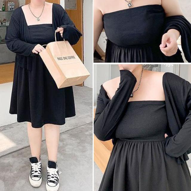 春新作 大きいサイズ レディース カーディガン スカート ワンピース カーディガン&2wayスカート2点セット 2点セット セット 2way ロングスカート ミニワンピ ベアトップ フレア 羽織り トッパー 無地 長袖 韓国 春服 夏服 秋服 LL 2L 3L 4L 5L ブラック 韓国ファッションの通販は 春新作 大きいサイズ レディース カーディガン スカート ワンピース カーディガン&2wayスカート2点セット 2点セット セット 2way ロングスカート ミニワンピ ベアトップ フレア 羽織り トッパー 無地 長袖 韓国 春服 夏服 秋服 LL 2L 3L 4L 5L ブラック 韓国ファッションの通販は