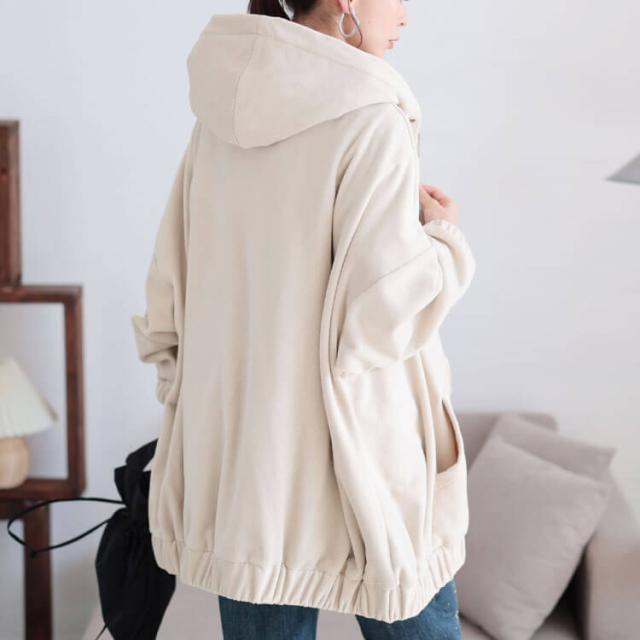 秋新作 大きいサイズ レディース パーカー トップス 両面フリースZIP