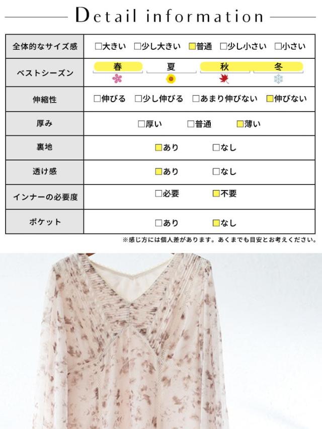 春新作 大きいサイズレディース ワンピース フラワープリントレース切替ワンピース Vネック 長袖 ボリューム袖 カフス 花柄 小花柄 切替え レース Aライン 裏地 フェミニン エレガント ゆったり 春服 秋服 L LL 2L 3L 4L ブラウン ゴールドジャパン ルワンユー ruwanyu