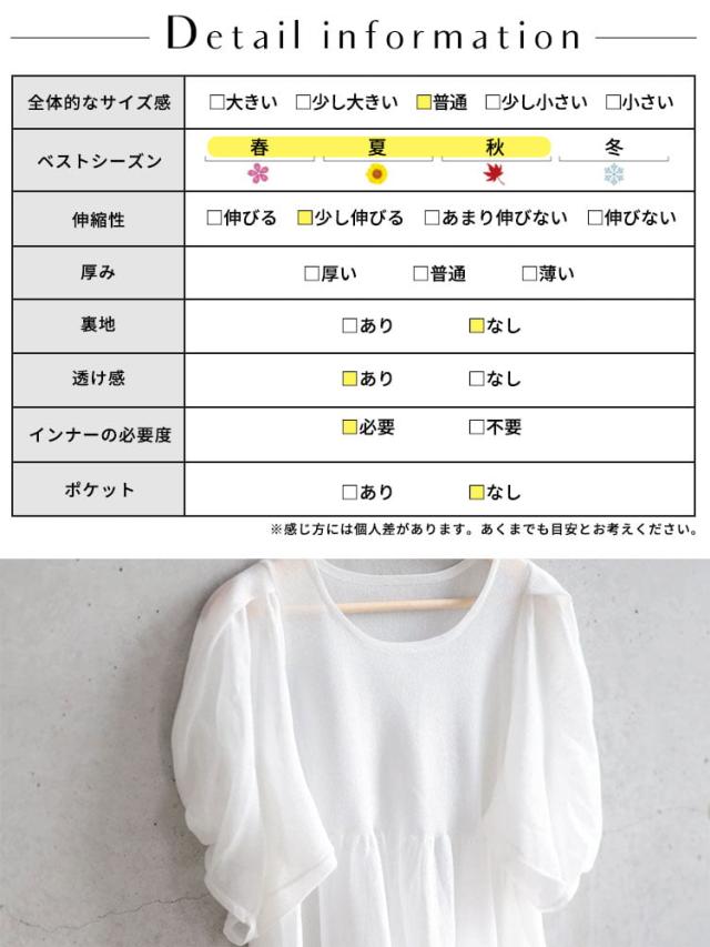 春新作 大きいサイズ レディース トップス チュニック ブラウス シアー半袖ティアードチュニック シアー パフスリーブ 半袖 フレア 肌見せ 透け感 カジュアル 無地 着映え レイヤード ゆったり 夏服 秋服 L LL 2L 3L 4L ホワイト 白 ゴールドジャパン ルワンユー ruwanyu_9