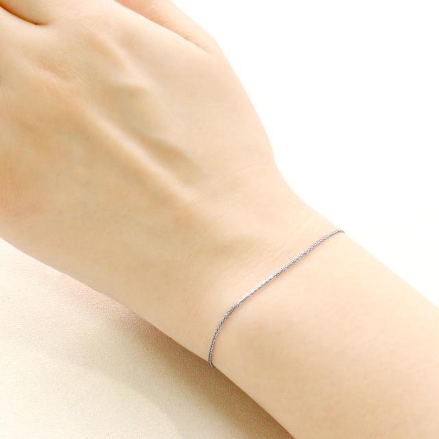 ララクリスティー ブレスレット チェーン レディース プラチナ ゴールド PT850 18金 k18 スピガカットチェーン 18cm 幅0.8mm lb97-0011  LARA Christie プラチナムコレクション_6
