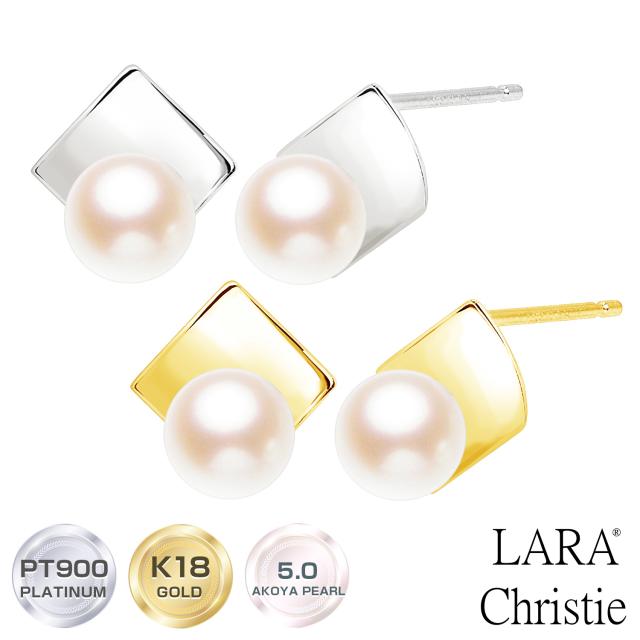ララクリスティー ピアス レディース アコヤ真珠 PT900 K18 18金 ゴールド パールリーフ パールコレクション le102-0007 LARA Christie  レディース プレゼントの通販は