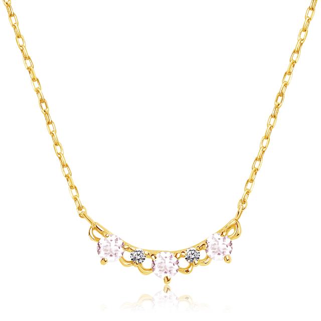 ララクリスティー ネックレス レディース モルガナイト 0.15ct ダイヤモンド PT900 K18 18金 ゴールド ネックレス プラチナムコレクション lp102-0001 フラワーペタル LARA Christie_4