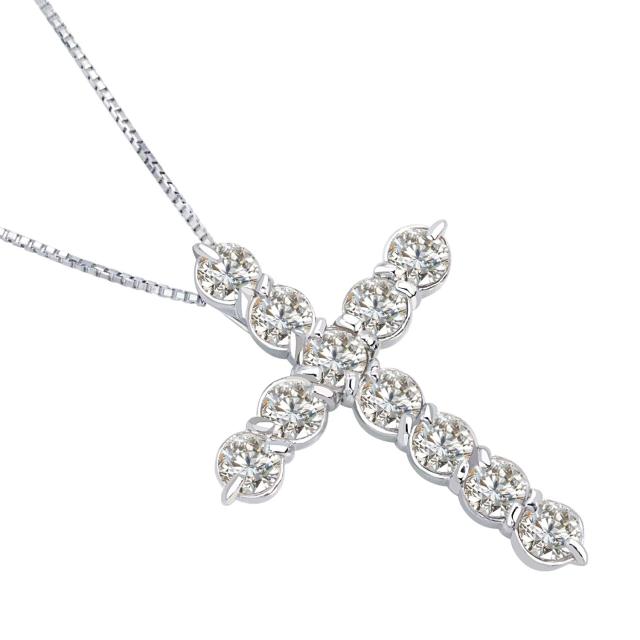 ララクリスティー クロス ダイヤモンド ネックレス 1.0ct SIクラス相当 