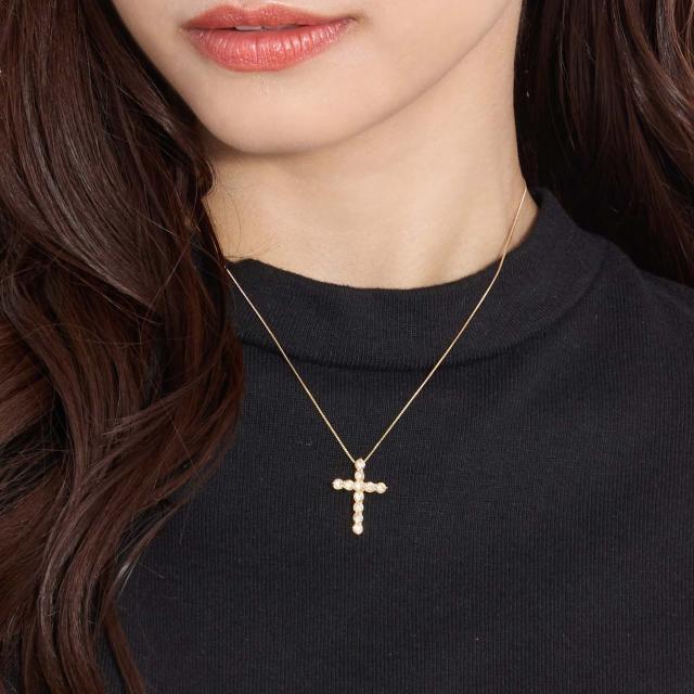 ララクリスティー クロス ダイヤモンド ネックレス 1.0ct SIクラス相当 