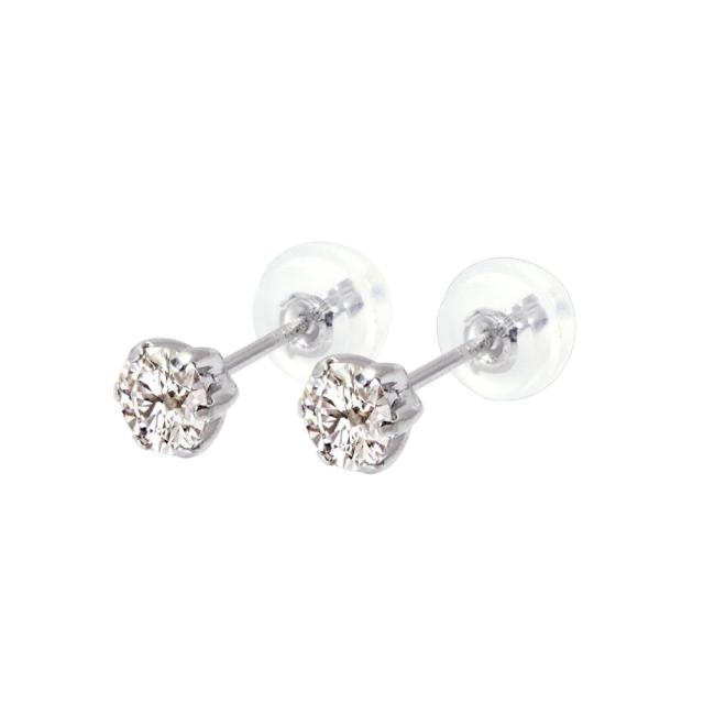 PT 天然ダイヤモンド 計0.3ct 6本爪 プラチナ スタッドピアス