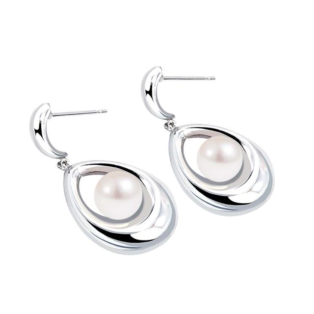 Pt900 あこや本真珠 6.0mm ドロップ デザインピアス ESPI-P11796