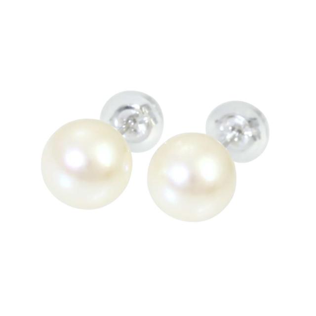 k18wg/k14wgアコヤ真珠ダイヤモンドピアス 鑑別書付 K14WG 花珠あこや