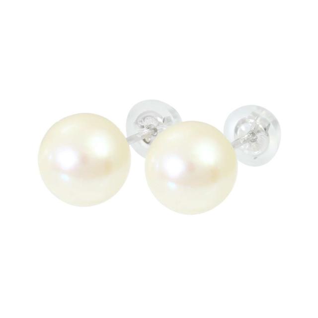 K14WG 花珠あこや本真珠 8.0-8.5mm ピアス 14金ホワイトゴールド 片穴珠直結/花珠カード鑑別書付