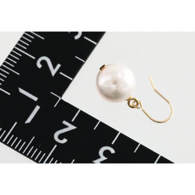 K18YG 花珠あこや本真珠 8.5-9.0mm 大珠 フックピアス 18金イエロー