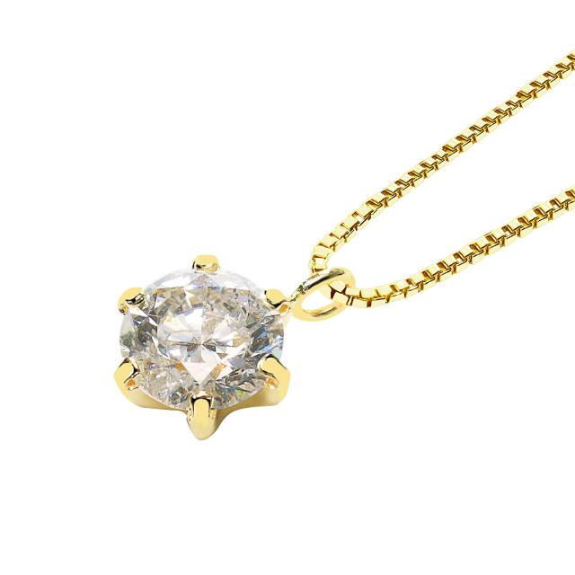K18YG 天然ダイヤモンド 0.6ct/L/I-1/VG 6本爪 18金ゴールド ペンダント ネックレス ベネチアン45cm スライドAJ  CGL/中央宝石研究所 鑑定書付 NI-0653455-CGL06CT-L-I1-VG-05B45SAJ-K18 sears(シアーズ）の通販は 275,000円