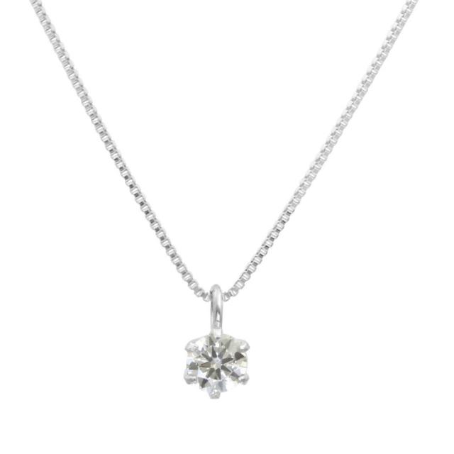 PT 天然ダイヤモンド 0.1ct VSクラス 6本爪ネックレス TDLカード鑑定書付 【VS0.1ct/ベネチアン40cm】