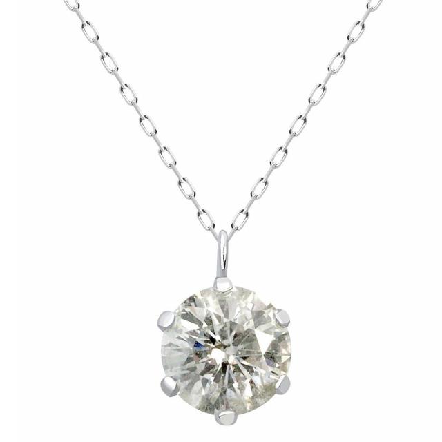 PT 天然ダイヤモンド 0.7ct 6本爪 プラチナネックレス カード鑑別書付