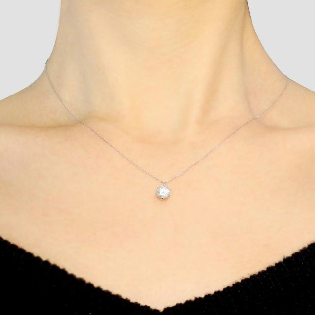 PT 天然ダイヤモンド 0.7ct 6本爪 プラチナネックレス カード鑑別書付 