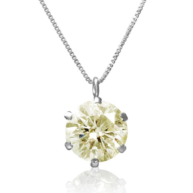 PT 天然ダイヤモンド 1.2ct ナチュラルファンシーイエローカラー 6本爪 プラチナネックレス カード鑑定書付_1