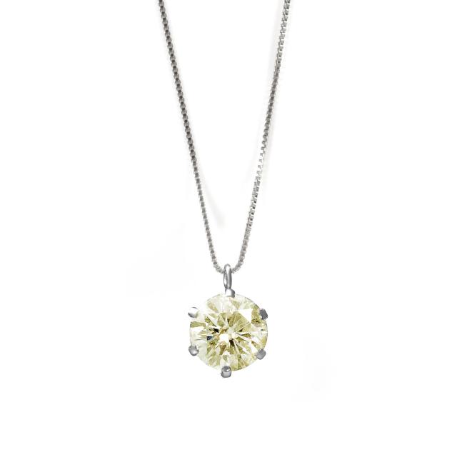 PT 天然ダイヤモンド 1.2ct ナチュラルファンシーイエローカラー 6本爪 プラチナネックレス カード鑑定書付_2