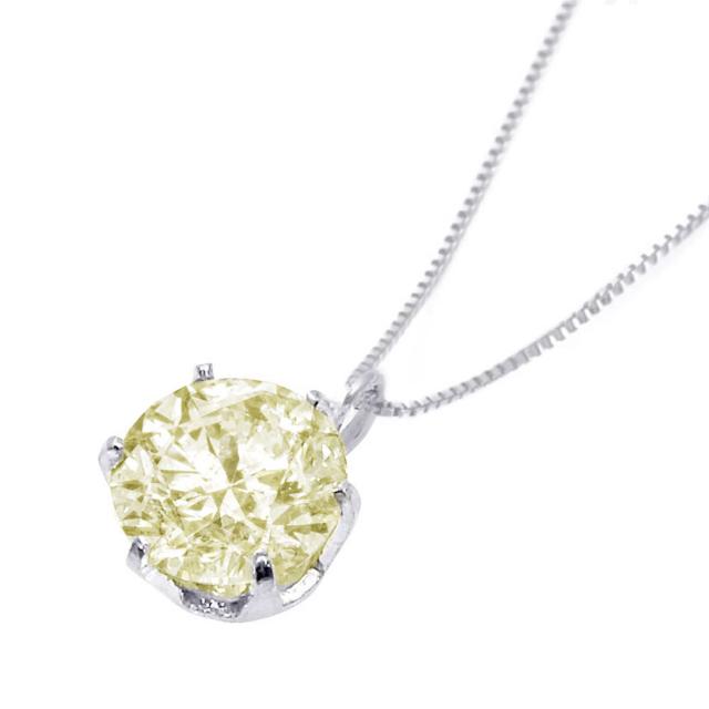 PT 天然ダイヤモンド 1.2ct ナチュラルファンシーイエローカラー 6本爪 プラチナネックレス カード鑑定書付_3