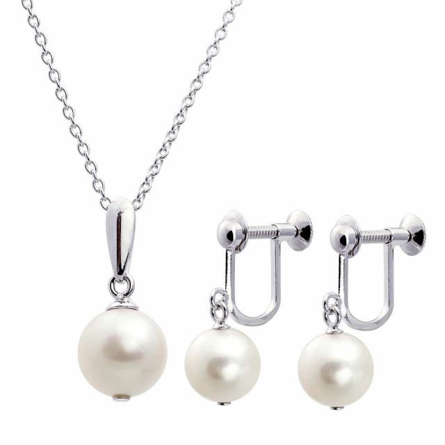 2点セット 花珠あこや本真珠 8.0mm 一粒ネックレス＆耳元で揺れるぶら下がりイヤリング 花珠カード鑑別書付