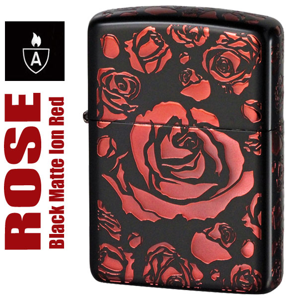 zippo ジッポーライター アーマーBlack Mat Ion Rose-A ジッポ Armor かっこいい オシャレ メンズ ギフト プレゼント  メール便対応 送料無料