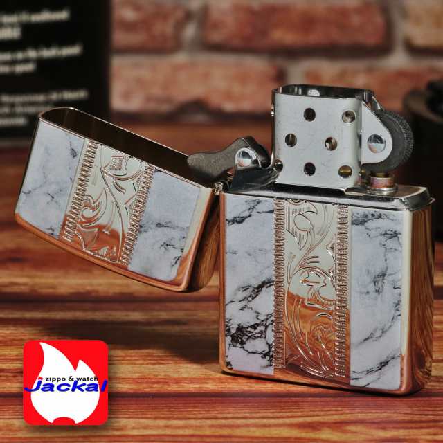 zippo(ジッポー) MARBLE&ENGRAVE ニッケルメッキ ホワイト 大理石調