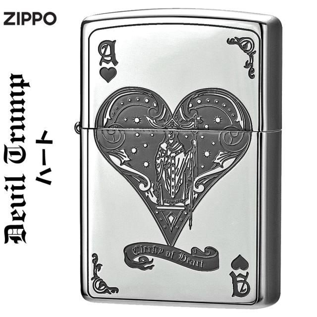 zippo ジッポーライター デビル　DEUIL　トランプ　ハート　エース　ニッケル　エッチング　DVLT-H　送料無料 メール便対応 の通販は 8,134円