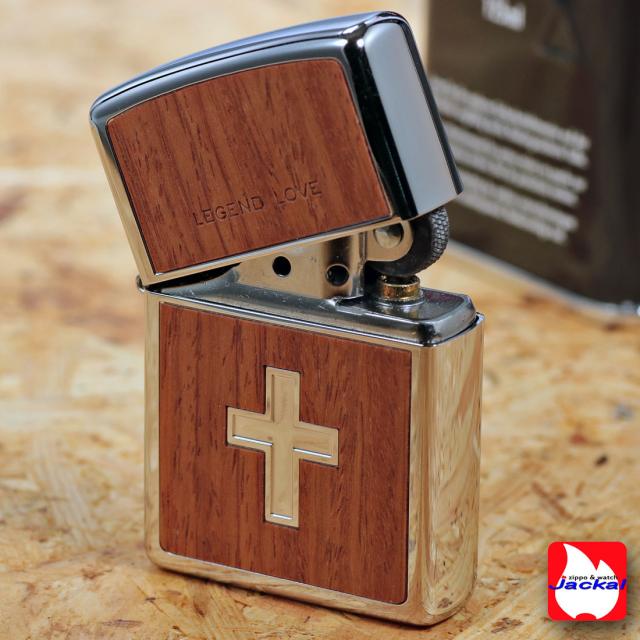 在庫限り zippo ジッポー クロス 十字架 木貼り LEGEND LOVE