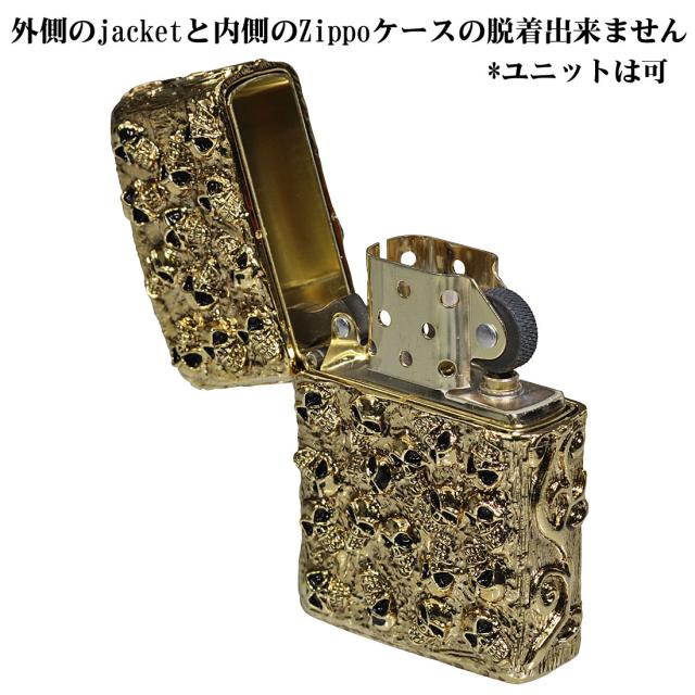 zippo ジッポーライター  スカルジャケットGI 金イブシ ゴールドユニット オイルライター ドクロ おしゃれ カッコイイ 高級感 メンズ ギフト プレゼント ジッポ　送料無料の通販は