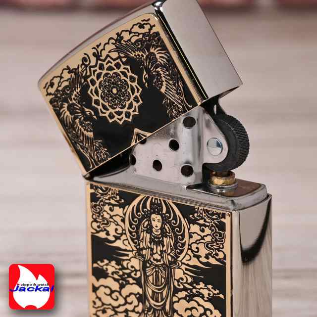 zippo ブラックメタルG 観世音 ホワイトニッケルプレート