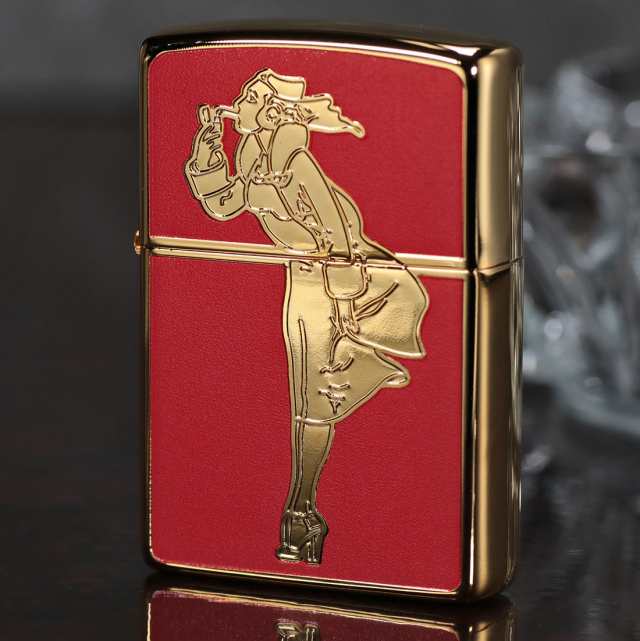 zippo(ジッポー)「WINDY」デザイン ゴールド RD #200FB 金タンク 金メッキ 両面フルカラー レッド WINDY-GRD  【ヤマトメール便対応】