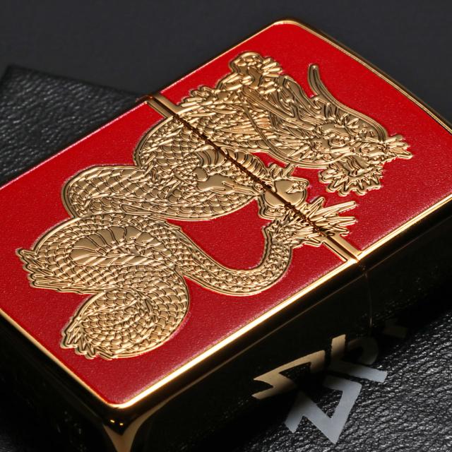 zippo ジッポーライター ドラゴンGシリーズ　Dragon　G　金メッキ　RD　レッド　両面フルカラー ユニットゴールド　龍　DRG-RD　オイルライター 赤　竜 カッコイイ おしゃれ ギフト 縁起　還暦　幸運　プレゼント  送料無料  メール便対応_6