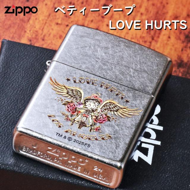 zippo ジッポーライター ベティー ブープ LOVE HURTS ベティーちゃん ストリートクローム エッチング BB-LOVE バイク エンジェル アメリカンヴィンテージ風 90周年記念限定モデルの復活  送料無料 メール便対応_1