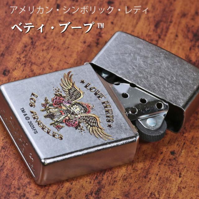 zippo ジッポーライター ベティー ブープ LOVE HURTS ベティーちゃん ストリートクローム エッチング BB-LOVE バイク エンジェル アメリカンヴィンテージ風 90周年記念限定モデルの復活  送料無料 メール便対応_2