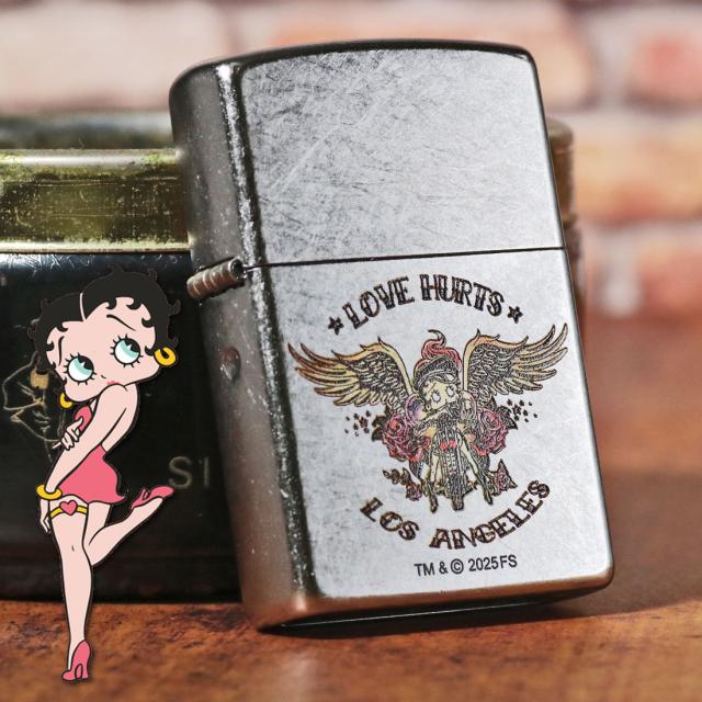 zippo ジッポーライター ベティー ブープ LOVE HURTS ベティーちゃん ストリートクローム エッチング BB-LOVE バイク エンジェル アメリカンヴィンテージ風 90周年記念限定モデルの復活  送料無料 メール便対応_3
