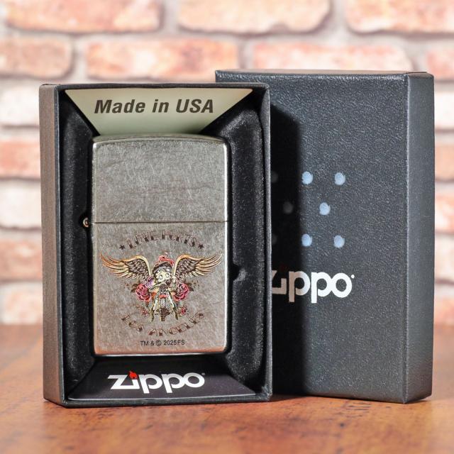 zippo ジッポーライター ベティー ブープ LOVE HURTS ベティーちゃん ストリートクローム エッチング BB-LOVE バイク エンジェル アメリカンヴィンテージ風 90周年記念限定モデルの復活  送料無料 メール便対応_4