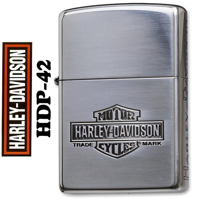 zippo ジッポーライター Harley-Davidson ハーレーダビットソン シルバーイブシ HDP-42 人気モデルにつき再販開始！2面加工のカッコイイ ジッポー オイルライター 喫煙具 バイク オシャレ ギフト プレゼント 送料無料 メール便対応