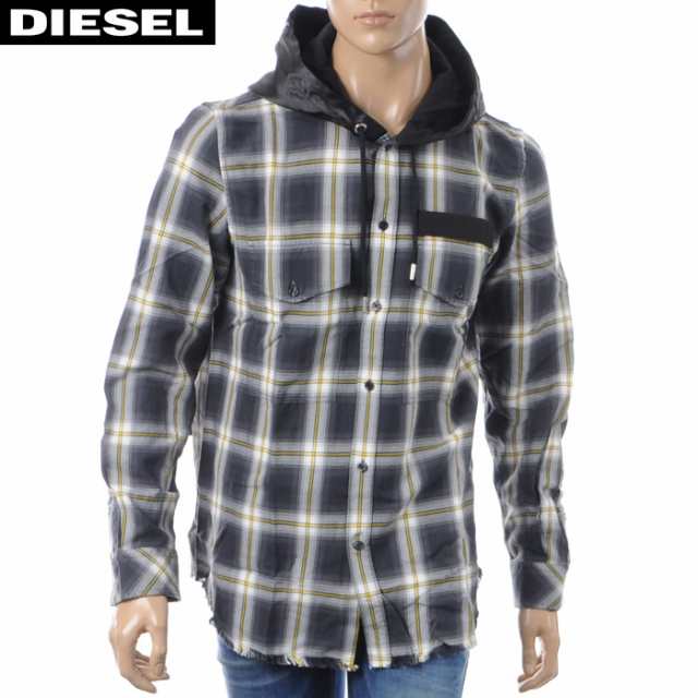 ディーゼル DIESEL タータンチェックシャツ 長袖 メンズ S-SMITH 00SH0Y-0CATB ブラック