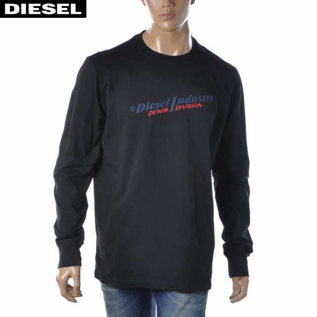 ディーゼル DIESEL クルーネックTシャツ 長袖 ロンT メンズ ブランド T-JUST-LS-IND A03742-0PITA ブラック