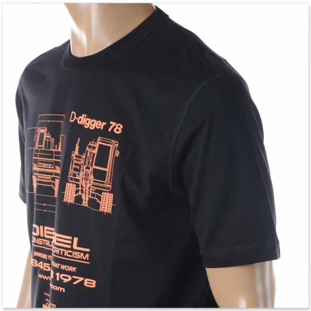 ディーゼル DIESEL Tシャツ メンズ ブランド クルーネック 半袖 T-JUST-SLITS-G1 A09031-0CJAC ブラック  2023春夏新作