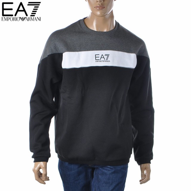 エンポリオアルマーニ EA7 EMPORIO ARMANI クルーネックスウェット メンズ ブランド トレーナー 6LPM14 PJ07Z  ブラック｜au PAY マーケット