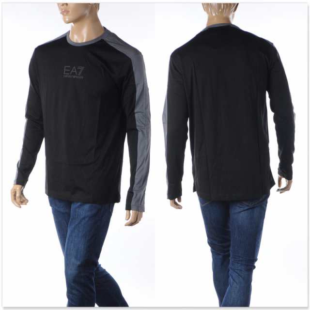 MEN'S EA7 EMPORIO ARMANI LOGO SERIES OVERSIZED LOGO LONG-SLEEVE T-SHIRT  Size XL