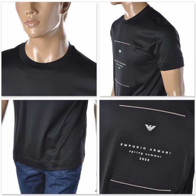 エンポリオアルマーニ EMPORIO ARMANI クルーネックTシャツ 半袖 メンズ ブランド 3L1TFE 1JUVZ ブラック