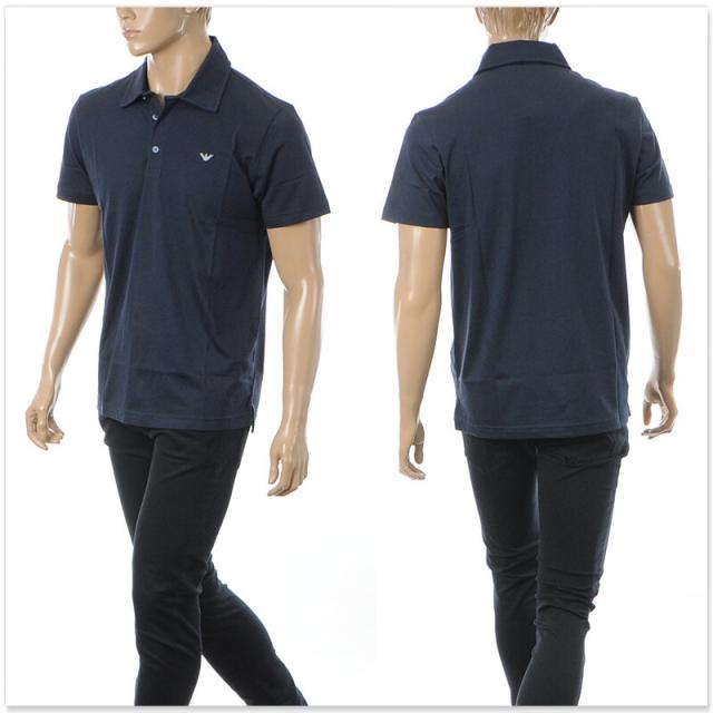 エンポリオアルマーニ イーグル 筆記体 ロゴ刺繍 ポロシャツ ネイビー エンポリオアルマーニ イーグル 筆記体 ロゴ刺繍 ポロシャツ