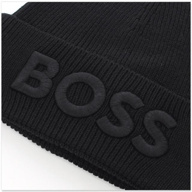 ヒューゴボス HUGO BOSS メンズ ニットキャップ Afox R ブラック 50522449 10262883 ビーニー ロゴ刺繍 ウール混 シンプル 防寒 おしゃれ 2025秋冬新作 ヒューゴボス HUGO BOSS メンズ ニットキャップ Afox R ブラック